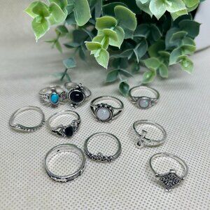 Silvery Stainless Steel Ring Bundle